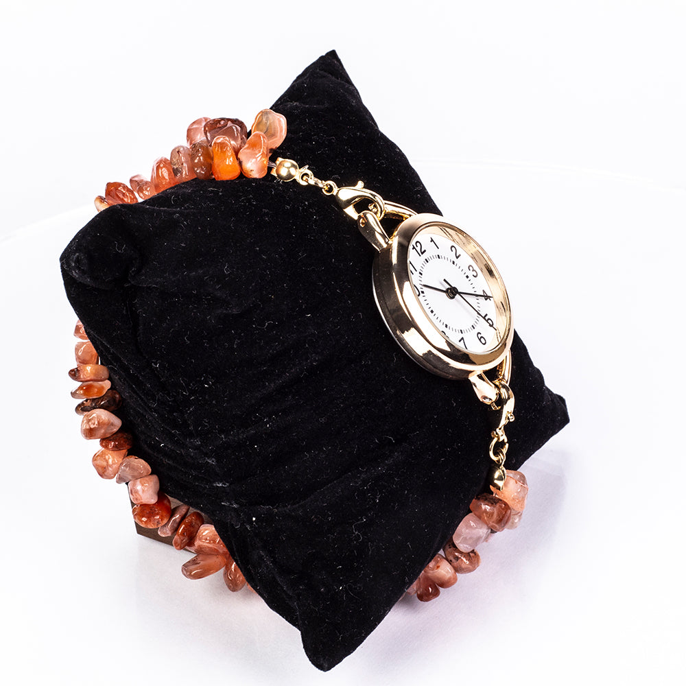 Ceas din Aliaj Placat cu Aur ( 170 grame ) cu Turcoaz și Ametist 537 Carate ( Brățară )