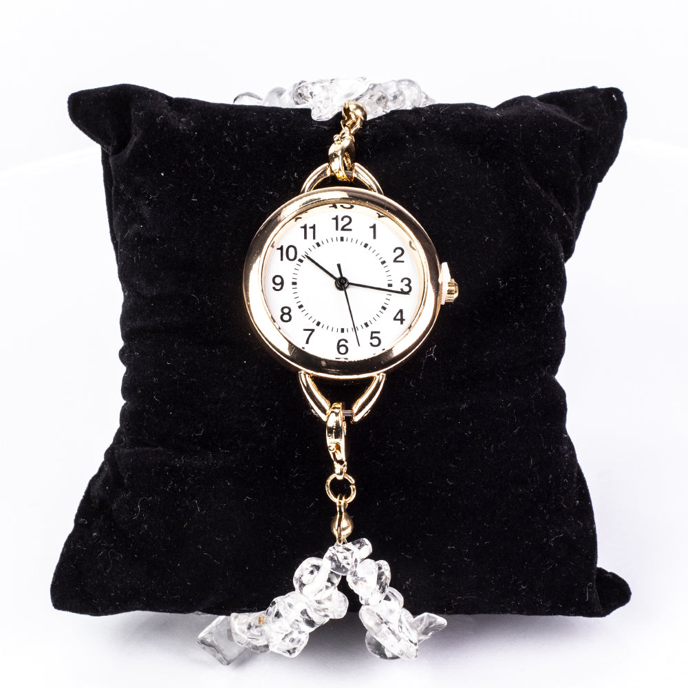 Ceas din Aliaj Placat cu Aur ( 170 grame ) cu Turcoaz și Ametist 537 Carate ( Brățară ) 7 