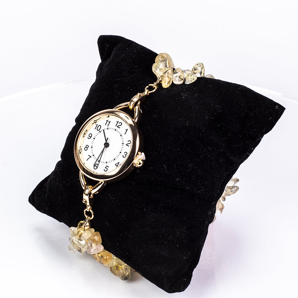 Ceas din Aliaj Placat cu Aur ( 170 grame ) cu Turcoaz și Ametist 537 Carate ( Brățară )