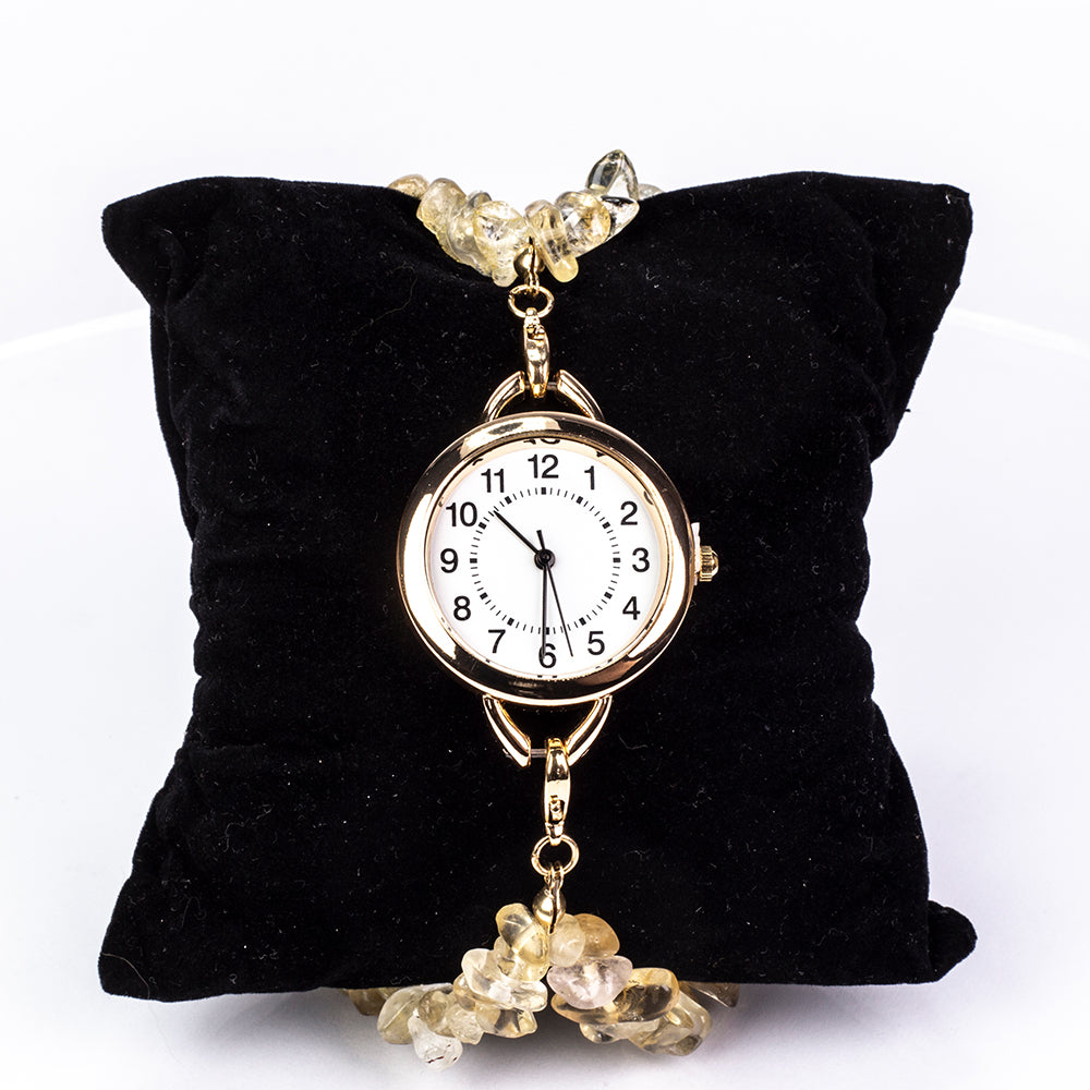 Ceas din Aliaj Placat cu Aur ( 170 grame ) cu Turcoaz și Ametist 537 Carate ( Brățară ) 16 