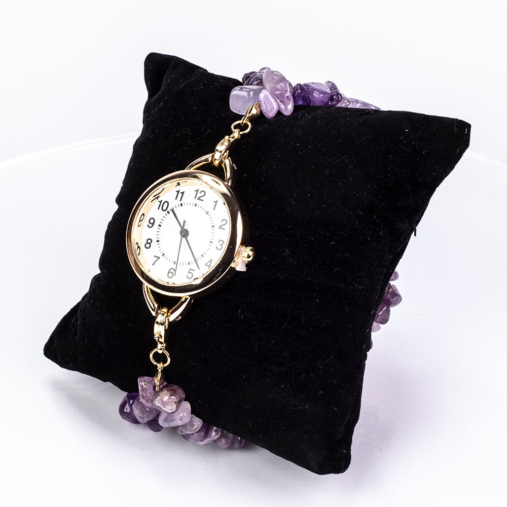 Ceas din Aliaj Placat cu Aur ( 170 grame ) cu Turcoaz și Ametist 537 Carate ( Brățară ) 17 