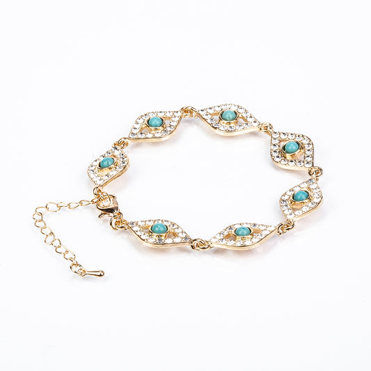 Set din Aliaj Placat cu Aur ( 50 grame ) cu Turcoaz și Cristal Alb Emporia® 7.8 Carate ( Colier+Brățară )