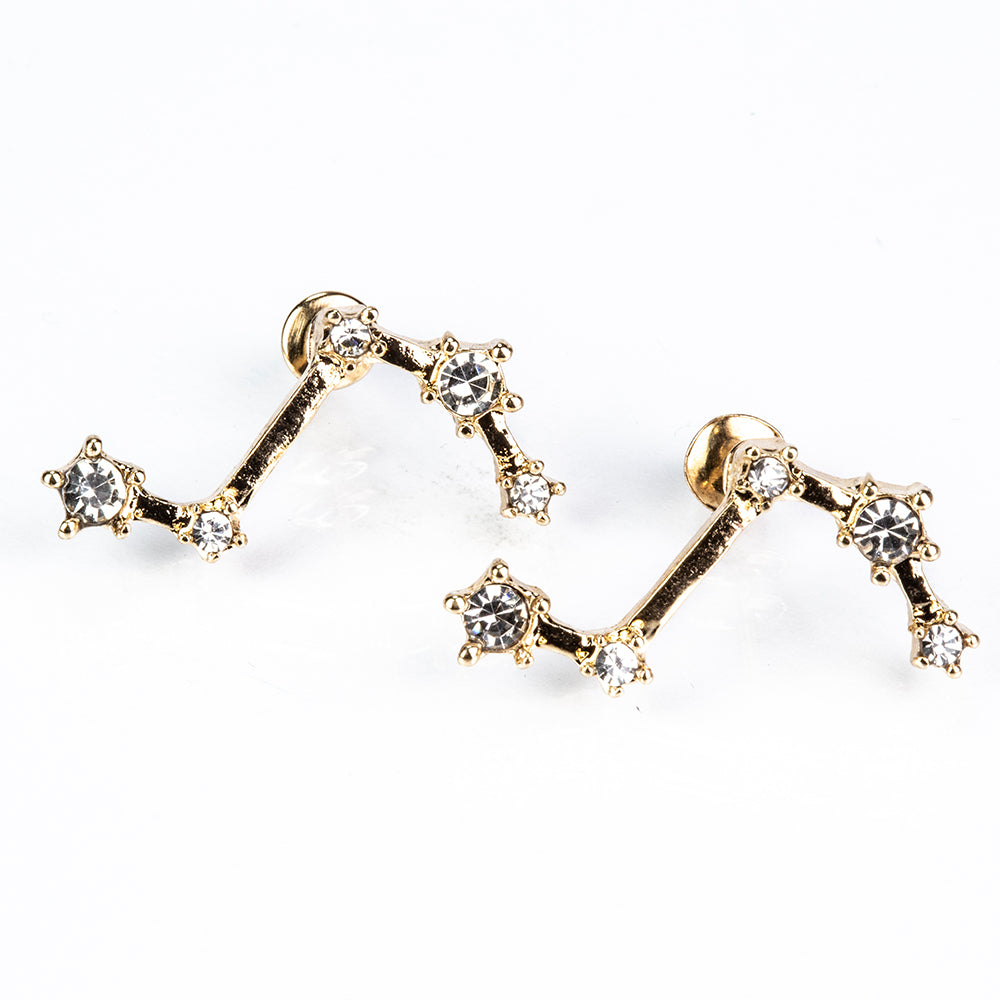 Berbec Cercei din Aliaj Placat cu Aur ( 29 grame ) cu Cristal Alb Emporia®