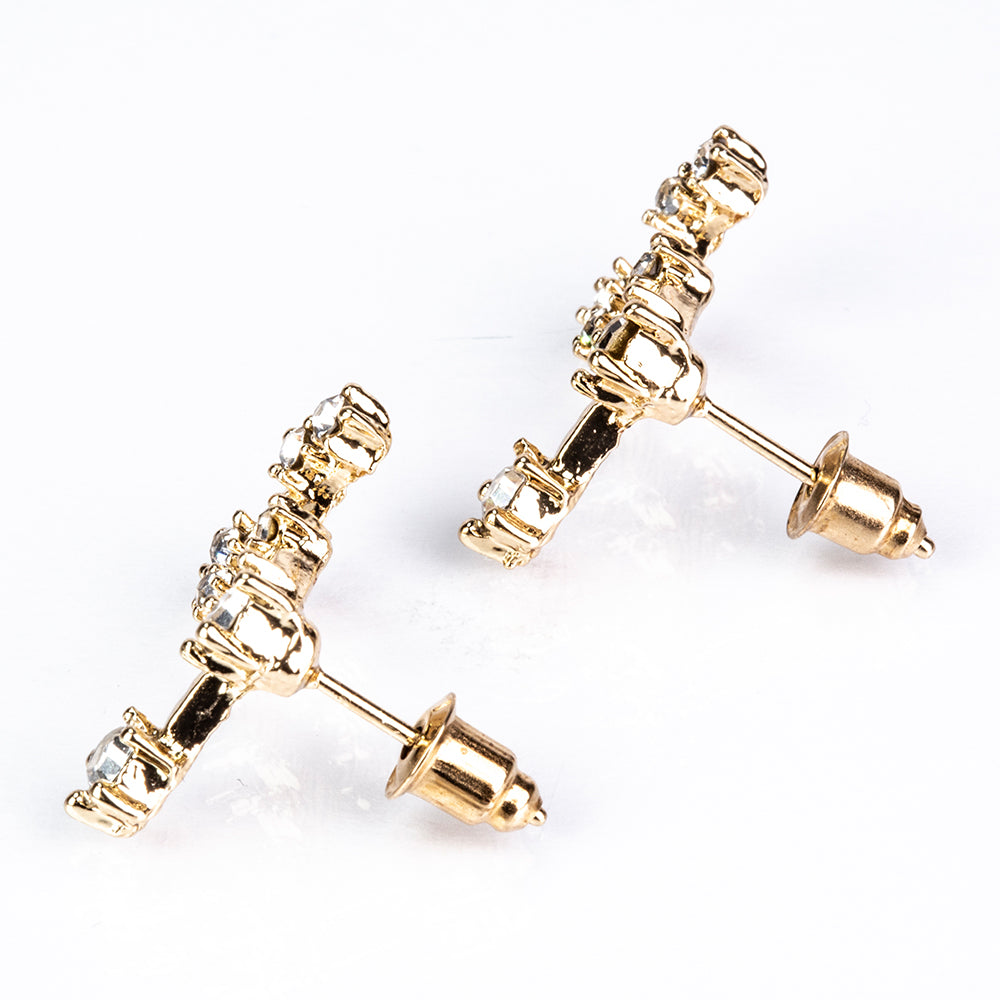 Leu Cercei din Aliaj Placat cu Aur ( 29 grame ) cu Cristal Alb Emporia® 5 