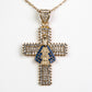 Cruce Colier din Aliaj Placat cu Aur ( 10.5 grame ) cu Cristal Albastru Emporia® și Cristal Alb Emporia® 7.41 Carate