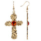 Cruce Set din Aliaj Placat cu Aur ( 5 grame ) cu Cristal Roșu Emporia® și Cristal Alb Emporia® 122.5 Carate ( Colier+Cercei+Pandantiv )
