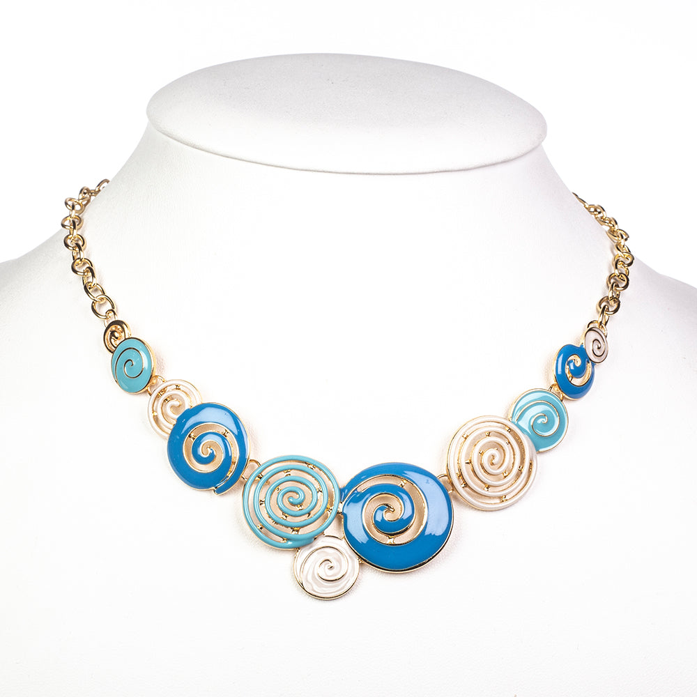 Set din Aliaj Placat cu Aur ( 35.29 grame ) cu Email ( Colier+Cercei ) 5 