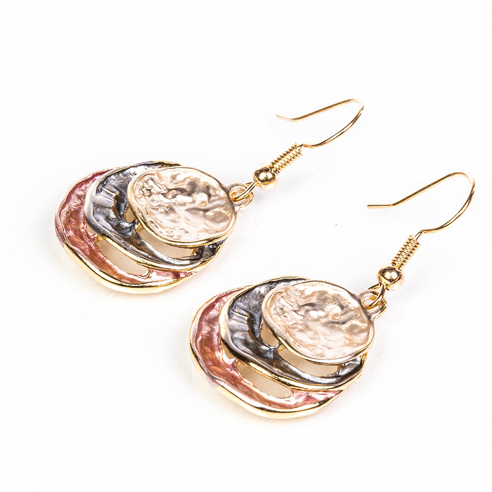 Set din Aliaj Placat cu Aur ( 28.85 grame ) cu Email ( Colier+Cercei+Pandantiv ) 3 