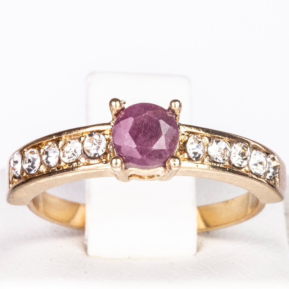 Set din Aliaj Placat cu Aur ( 11 grame ) cu Rubin și Cristal Alb Emporia® 3.04 Carate ( Colier+Cercei+Inel+Pandantiv ) 3 