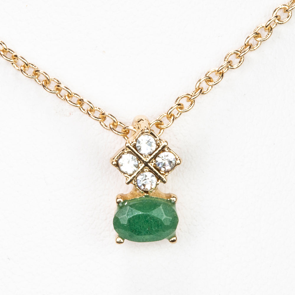 Colier din Aliaj Placat cu Aur ( 5 grame ) cu Smarald și Cristal Alb Emporia® 1.14 Carate ( Colier+Pandantiv )