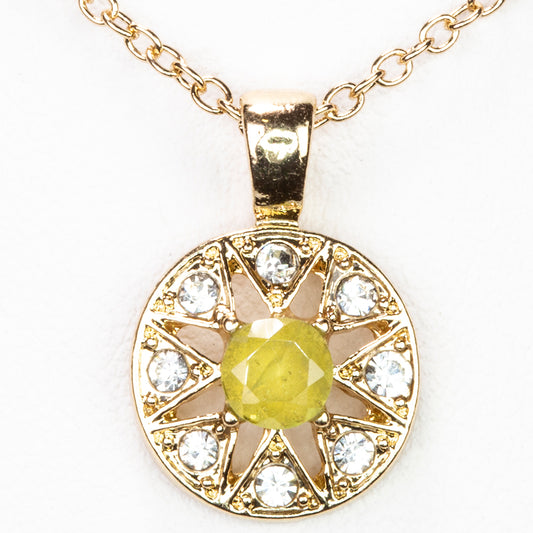 Colier din Aliaj Placat cu Aur ( 5 grame ) cu Peridot și Cristal Alb Emporia® 0.63 Carate ( Colier+Pandantiv )