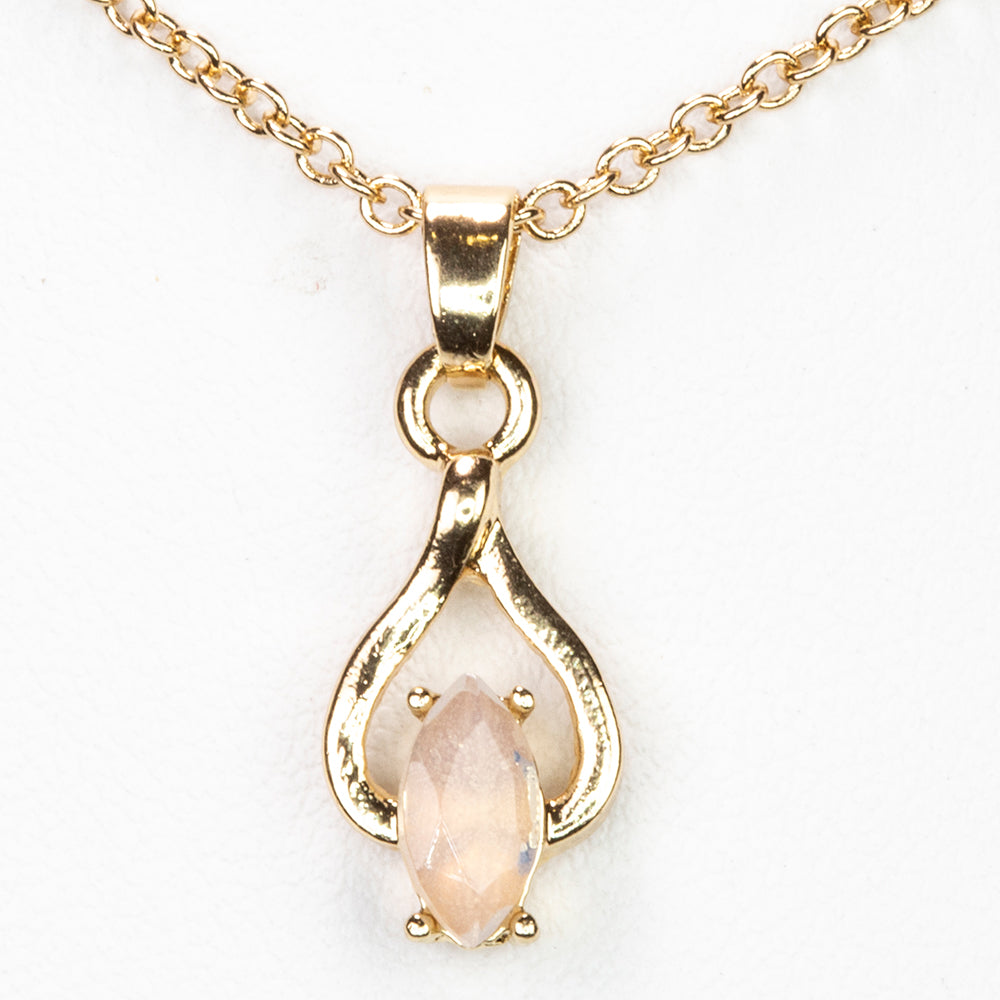 Colier din Aliaj Placat cu Aur ( 5 grame ) cu Opal Etiopian Lega Dembi și Cristal Alb Emporia® 0.37 Carate ( Colier+Pandantiv )