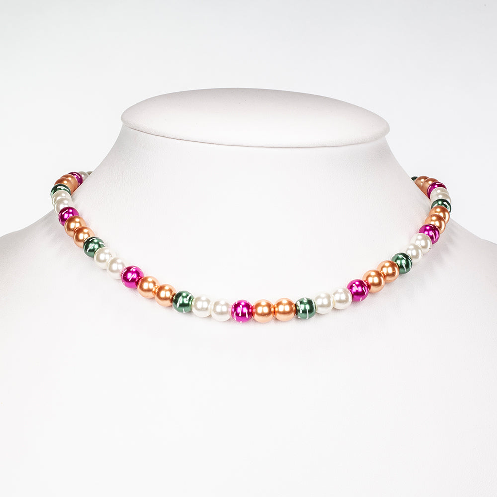 Set din Aliaj Placat cu Aur ( 65 grame ) cu Perlă de cristal 322 Carate ( Colier+Cercei+Brățară ) 7 