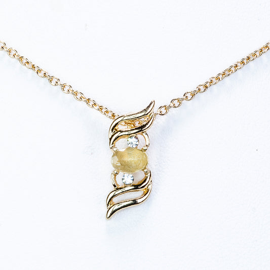 Colier din Aliaj Placat cu Aur ( 5 grame ) cu Cristal Alb Emporia® 0.04 Carate ( Colier+Pandantiv )