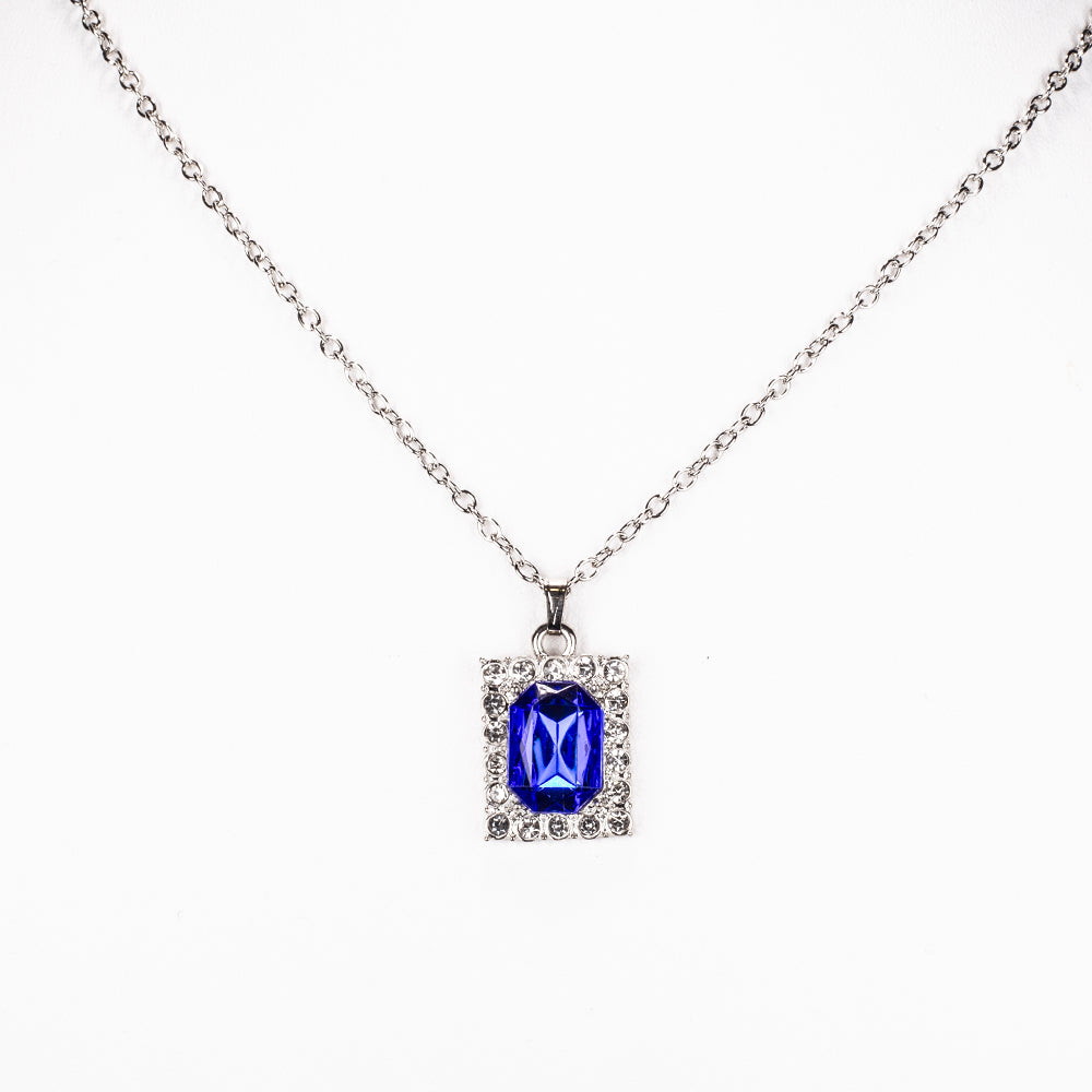 Ceas din Aliaj Placat cu Aur ( 57 grame ) cu Cristal Albastru Emporia® și Cristal Alb Emporia® 12 Carate ( Colier+Cercei+Pandantiv ) 4 