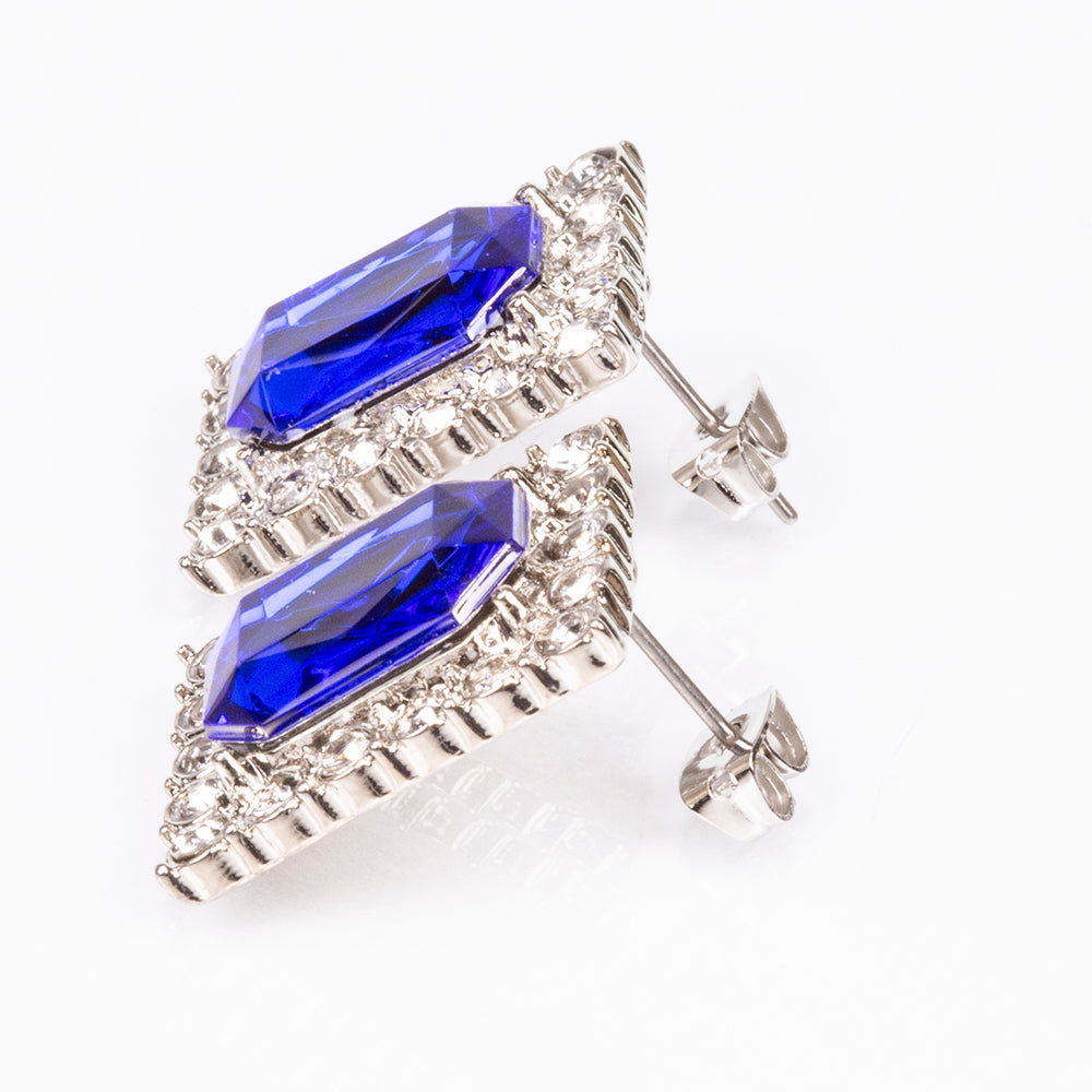 Ceas din Aliaj Placat cu Aur ( 57 grame ) cu Cristal Albastru Emporia® și Cristal Alb Emporia® 12 Carate ( Colier+Cercei+Pandantiv ) 11 