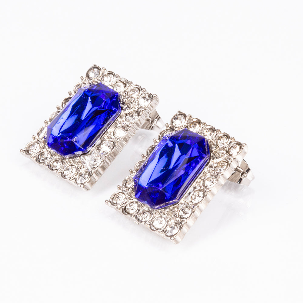 Ceas din Aliaj Placat cu Aur ( 57 grame ) cu Cristal Albastru Emporia® și Cristal Alb Emporia® 12 Carate ( Colier+Cercei+Pandantiv ) 12 