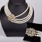 Set din Aliaj Placat cu Aur ( 210 grame ) cu Perlă de cristal și Cristal Alb Emporia® 977.3 Carate ( Colier+Brățară )