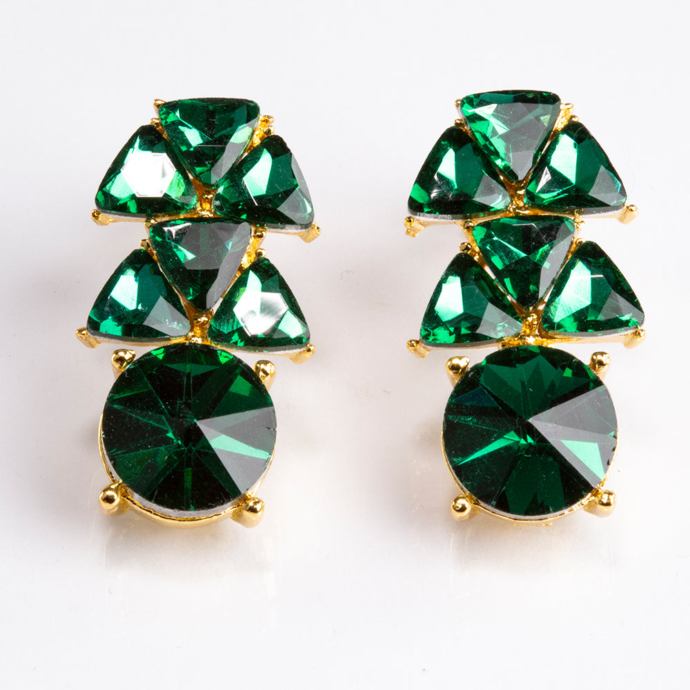 Set din Aliaj Placat cu Aur ( 15 grame ) cu Cristal Verde Emporia® 31.22 Carate ( Colier+Cercei ) 4 