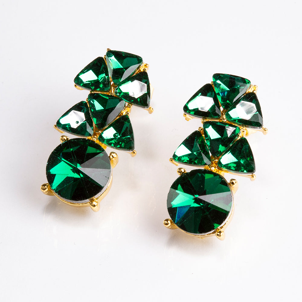 Set din Aliaj Placat cu Aur ( 15 grame ) cu Cristal Verde Emporia® 31.22 Carate ( Colier+Cercei )