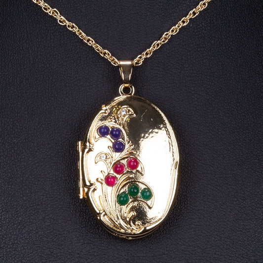 Colier din Aliaj Placat cu Aur ( 22 grame ) cu Rubin și Safir 0.44 Carate