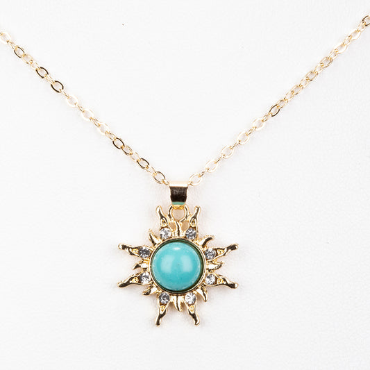 Colier din Aliaj Placat cu Aur ( 4 grame ) cu Turcoaz 1.82 Carate