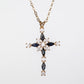 Cruce Colier din Aliaj Placat cu Aur ( 8 grame ) cu Safir și Cristal Alb Emporia® 2.29 Carate ( Colier+Pandantiv )