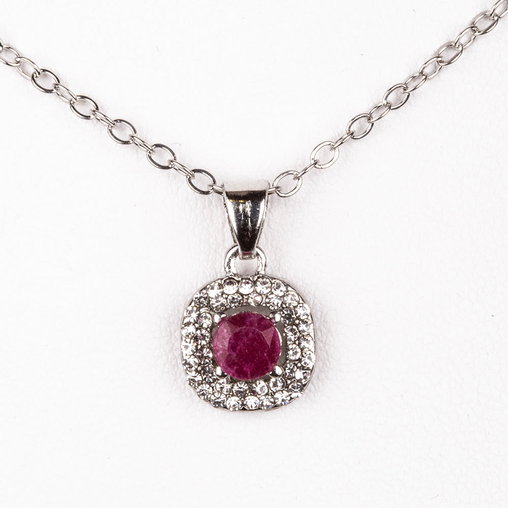 Set din Aliaj Placat cu Aur ( 4.5 grame ) cu Rubin și Cristal Alb Emporia® 2.77 Carate ( Colier+Cercei+Pandantiv ) 3 