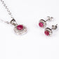 Set din Aliaj Placat cu Aur ( 4.5 grame ) cu Rubin și Cristal Alb Emporia® 2.77 Carate ( Colier+Cercei+Pandantiv )