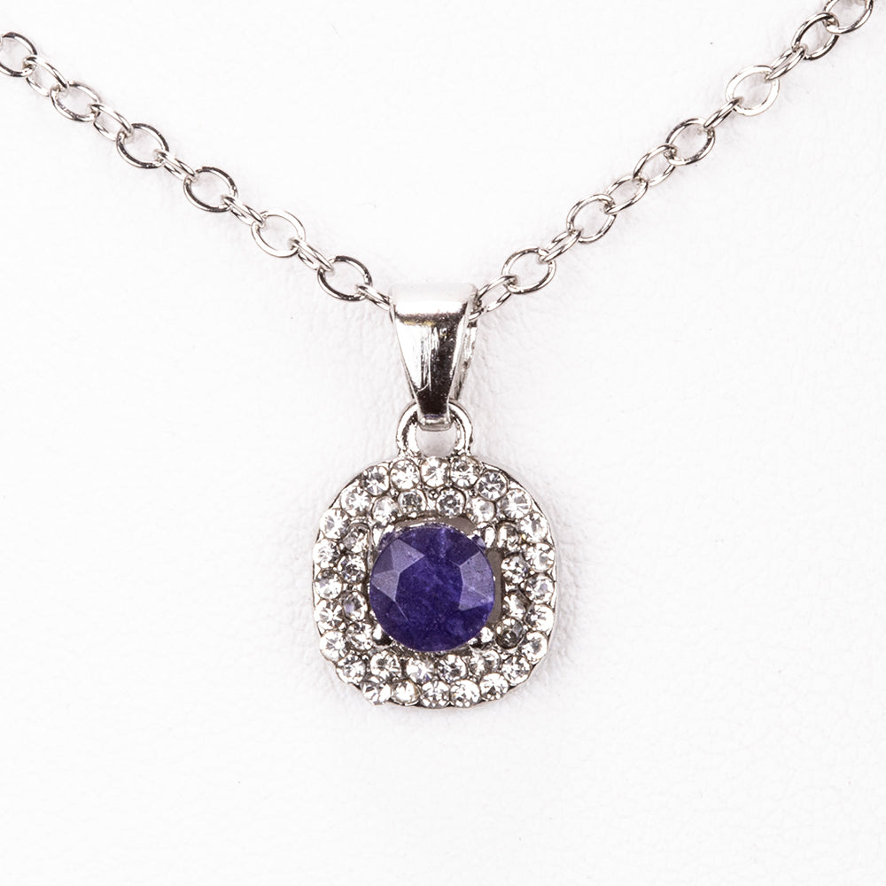 Set din Aliaj Placat cu Aur ( 4.5 grame ) cu Safir și Cristal Alb Emporia® 2.77 Carate ( Colier+Cercei+Pandantiv )