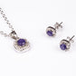 Set din Aliaj Placat cu Aur ( 4.5 grame ) cu Safir și Cristal Alb Emporia® 2.77 Carate ( Colier+Cercei+Pandantiv )