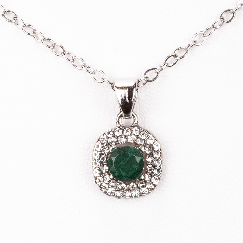 Set din Aliaj Placat cu Aur ( 4.5 grame ) cu Smarald și Cristal Alb Emporia® 2.58 Carate ( Colier+Cercei+Pandantiv )