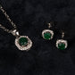 Set din Aliaj Placat cu Aur ( 4.5 grame ) cu Smarald și Cristal Alb Emporia® 2.58 Carate ( Colier+Cercei+Pandantiv )