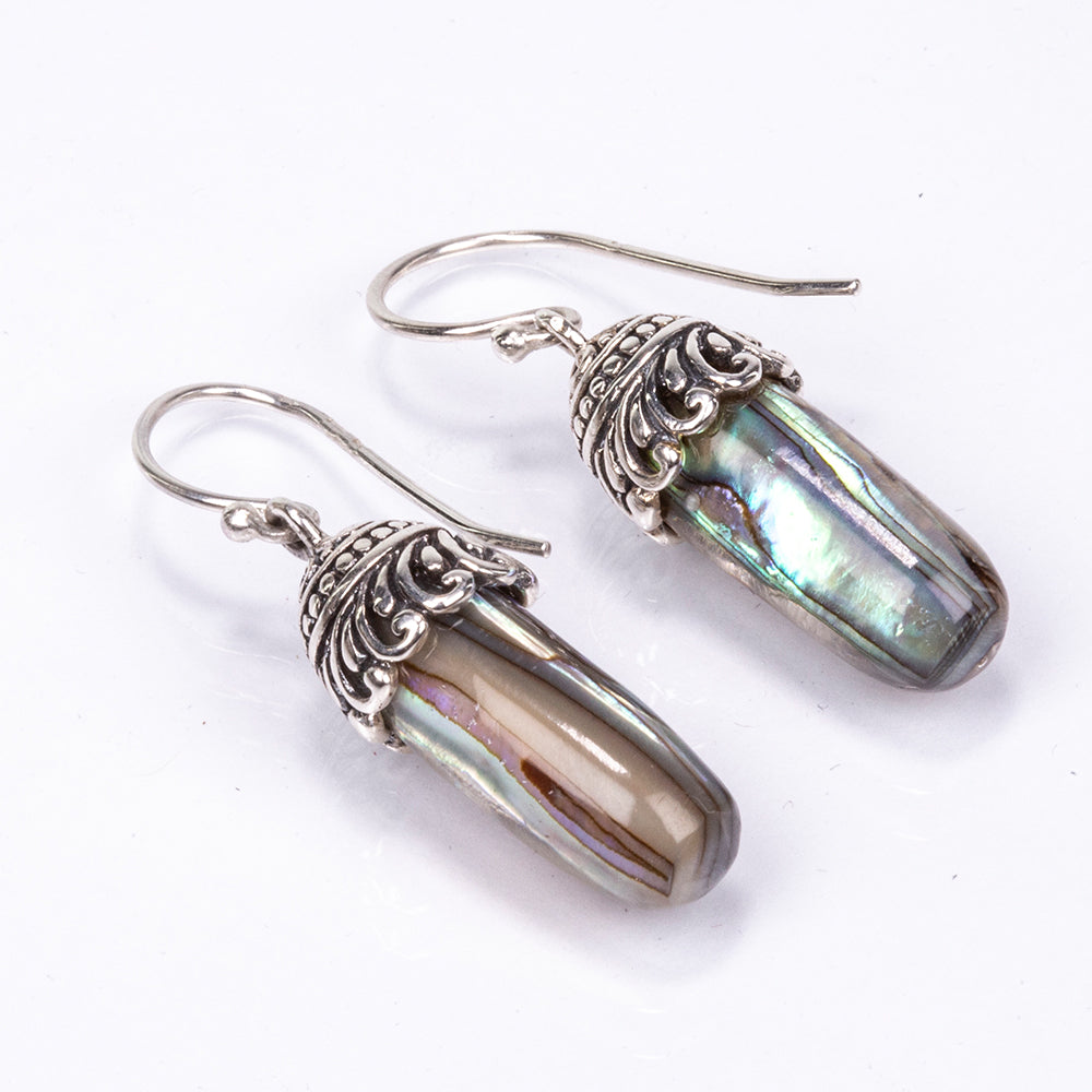 Cercei din Argint 925 ( 4.28 grame ) cu Scoică Abalone 2.55 Carate 1 