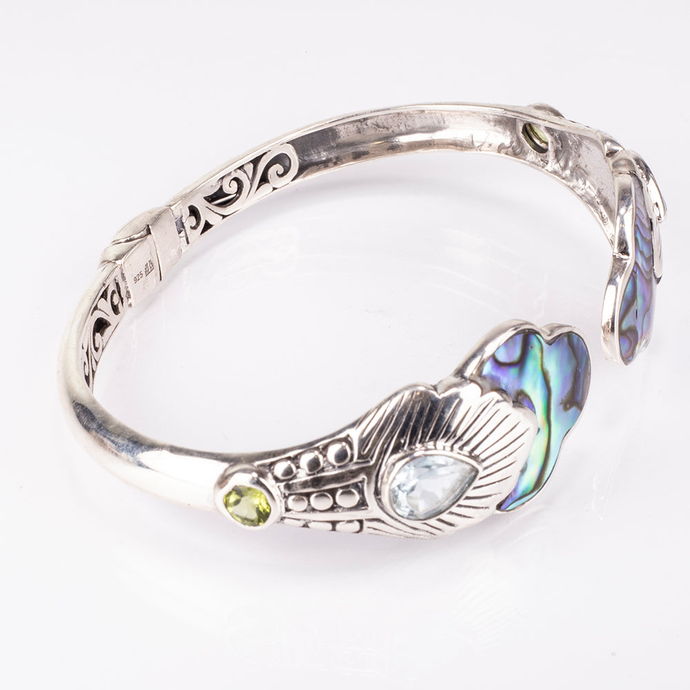Brățară din Argint 925 ( 20.18 grame ) cu Scoică Abalone și Lapis Lazuli 9.6 Carate 4 