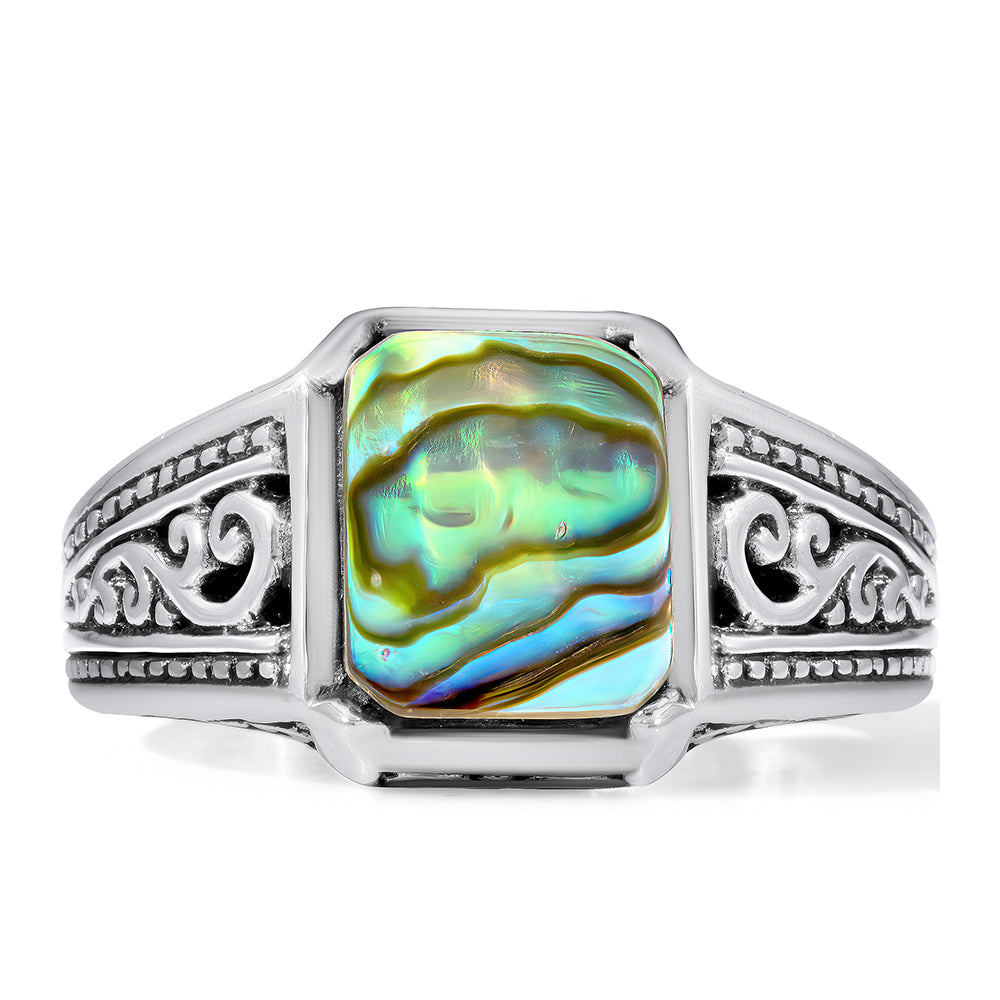 Inel din Argint 925 ( 8.1 grame ) cu Scoică Abalone 1.25 Carate 1 