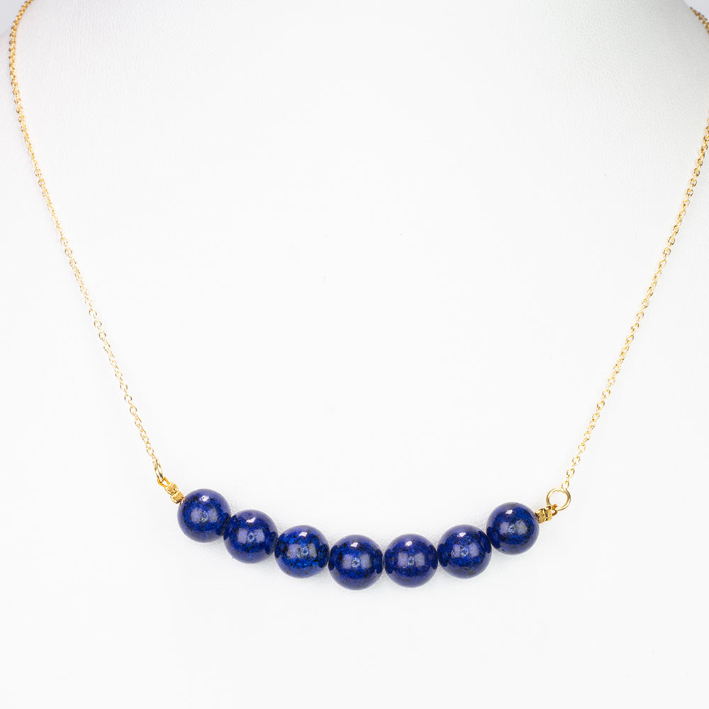 Colier din Argint 925 Placat cu Aur ( 1.84 grame ) cu Lapis Lazuli 28 Carate 5 