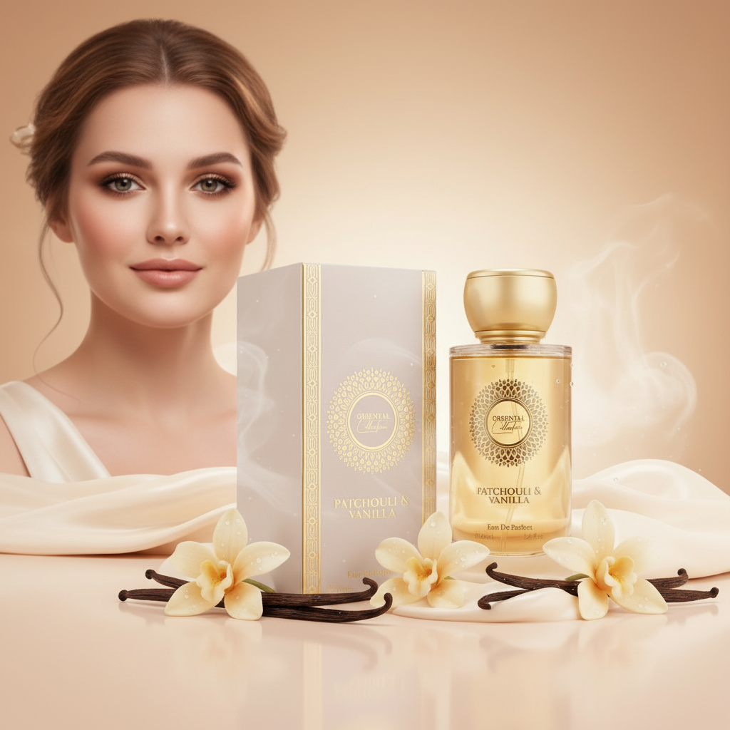 100 ml EDP PATCHOULI & VANILLA cu Arome Orientale, lemnoase, elegant, pudrat pentru Femei 2 