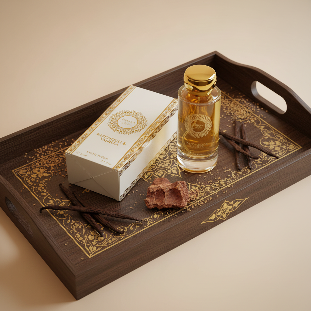 100 ml EDP PATCHOULI & VANILLA cu Arome Orientale, lemnoase, elegant, pudrat pentru Femei 7 
