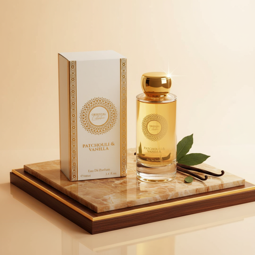 100 ml EDP PATCHOULI & VANILLA cu Arome Orientale, lemnoase, elegant, pudrat pentru Femei 9 