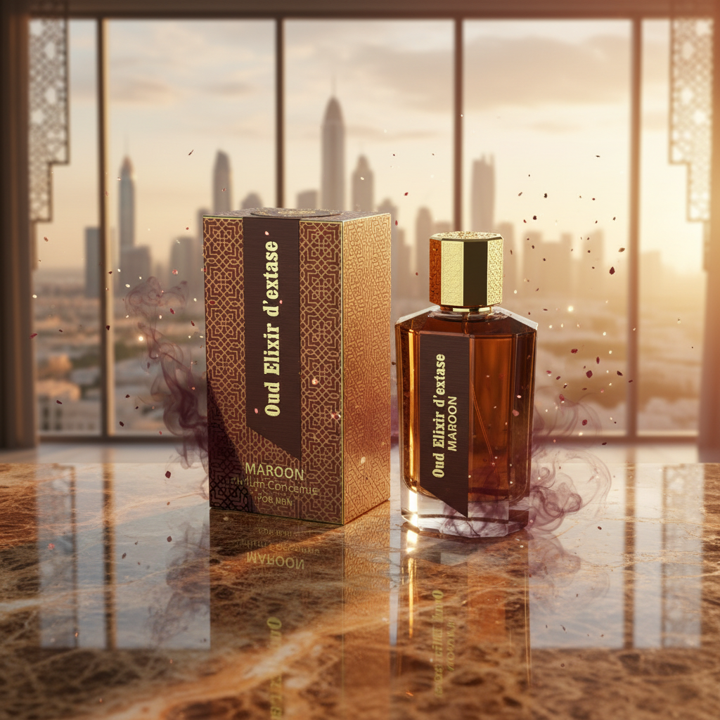 EDP 100ml "Oud Elixir D’extase Maroon" - cu arome oriental-lemnoase 1 