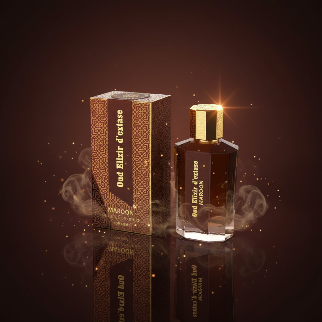 EDP 100ml "Oud Elixir D’extase Maroon" - cu arome oriental-lemnoase 7 