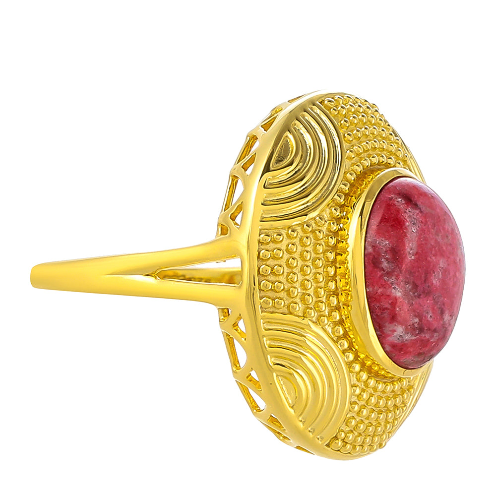 Inel din Argint 925 Placat cu Aur ( 6.08 grame ) cu Thulit 4.48 Carate 2 