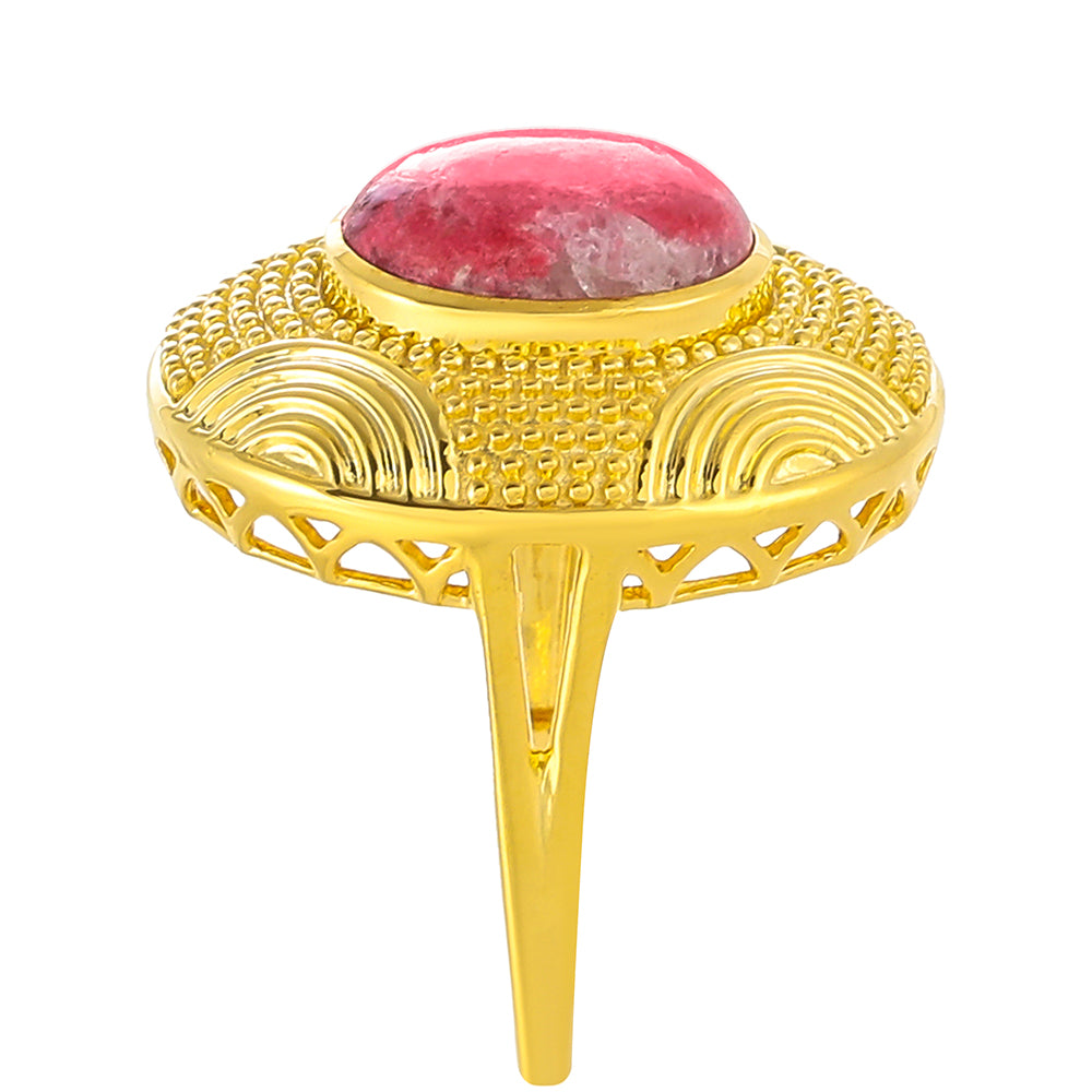 Inel din Argint 925 Placat cu Aur ( 6.08 grame ) cu Thulit 4.48 Carate 3 