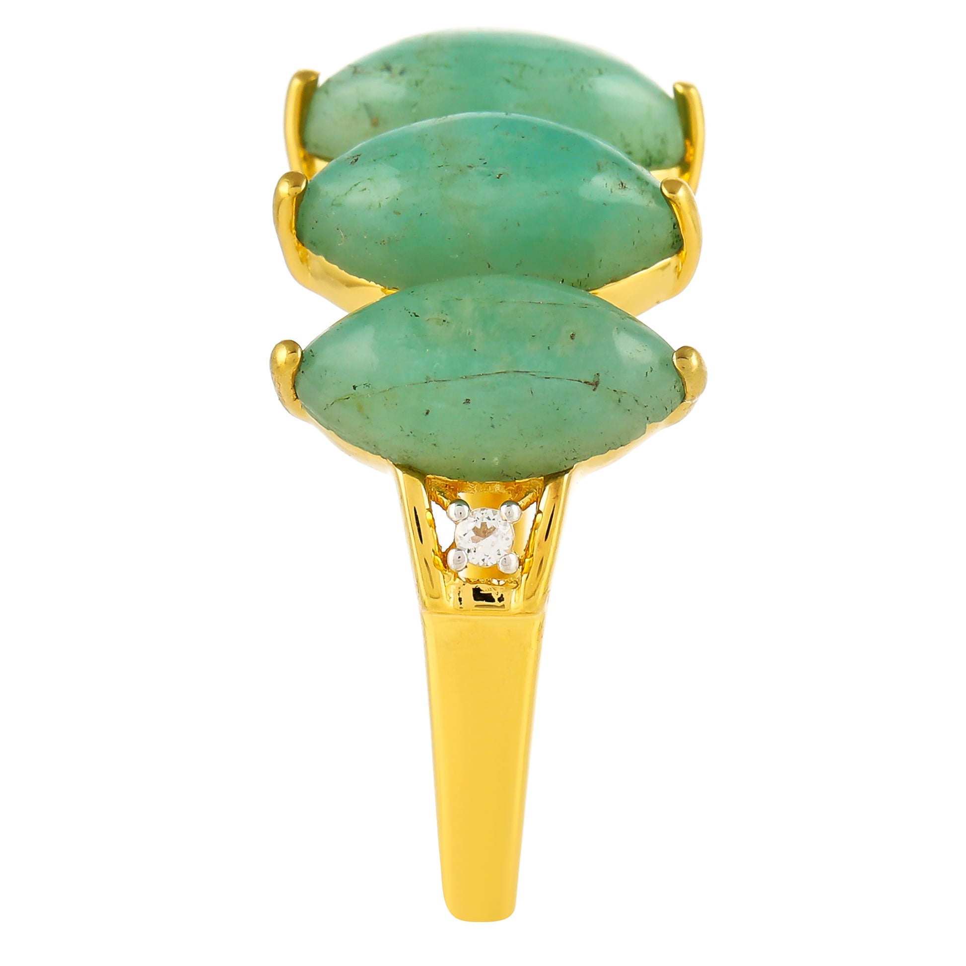 Inel din Argint 925 Placat cu Aur ( 2.87 grame ) cu Amazonit și Topaz Alb 3.65 Carate 3 