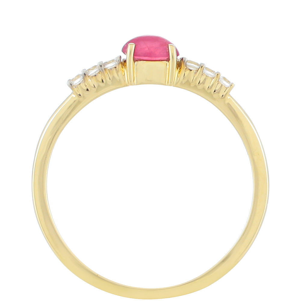 Inel din Aur de 9K ( 1.38 grame ) cu Rubin Thailandez și Zircon Natural 0.5 Carate 4 