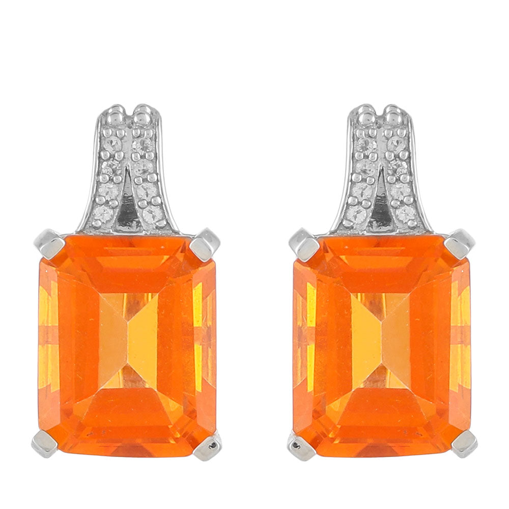 Cercei din Argint 925 ( 2.81 grame ) cu Cuarț Padparadscha și Topaz Alb 5.78 Carate