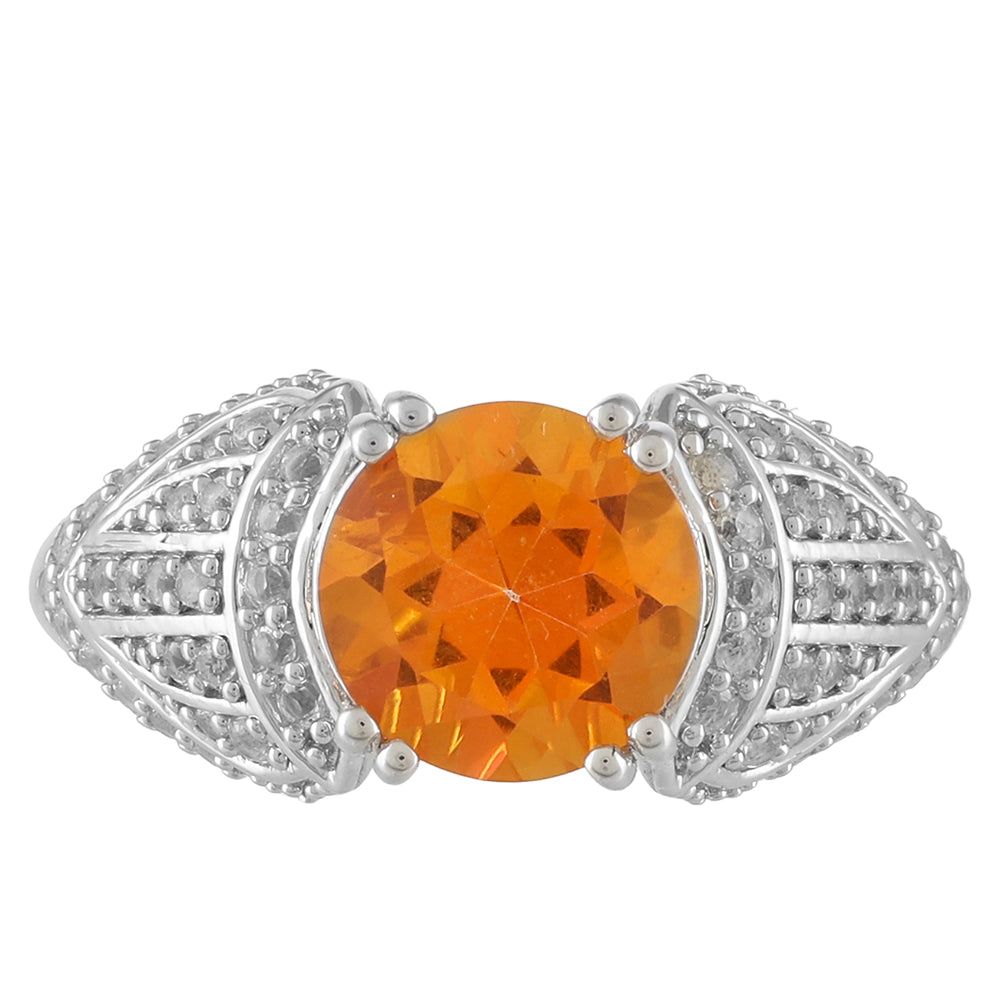 Inel din Argint 925 ( 2.43 grame ) cu Cuarț Padparadscha și Topaz Alb 2.29 Carate 1 