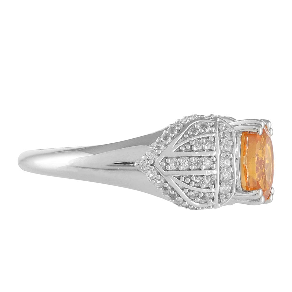 Inel din Argint 925 ( 2.43 grame ) cu Cuarț Padparadscha și Topaz Alb 2.29 Carate 3 