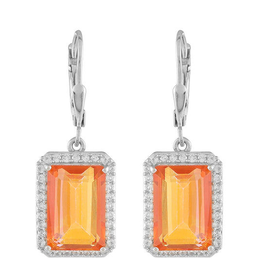 Cercei din Argint 925 ( 3.21 grame ) cu Cuarț Padparadscha și Topaz Alb 9.4 Carate